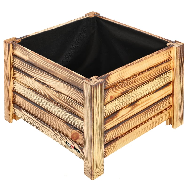 Skrzynka drewniana 38 cm donica doniczka ogrodowa osłona na kwiaty opalana - KOTARBAU