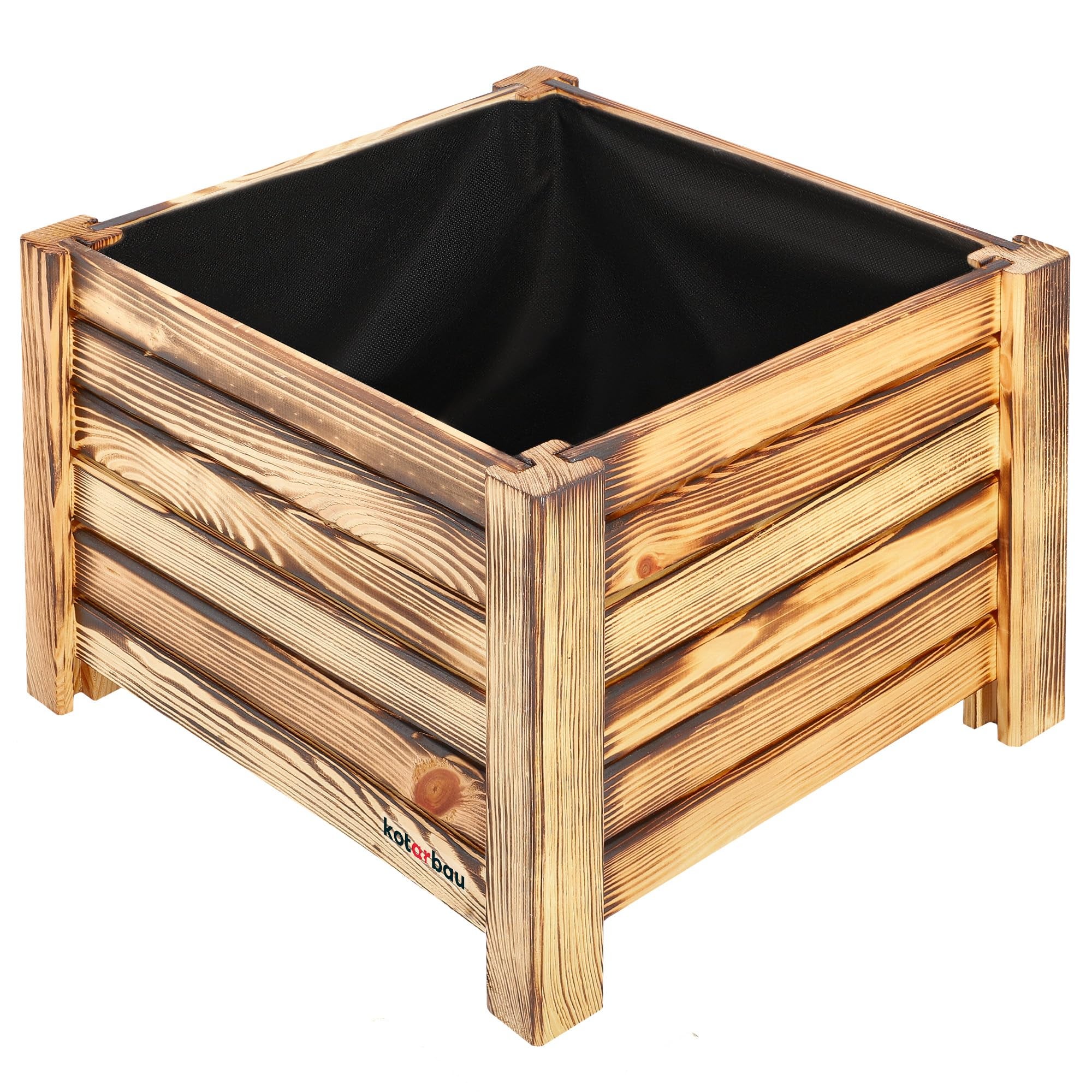 Skrzynka drewniana 38 cm donica doniczka ogrodowa osłona na kwiaty opalana - KOTARBAU