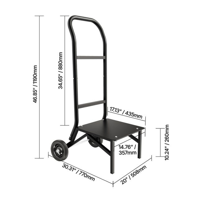 Carrello Pieghevole Per Sedie In Metallo, Capacità 84 Sedie O 42 Sedie+12 Tavoli | Con Ruote Bloccanti E Copertura Impermeabile | 180x175x85 Cm