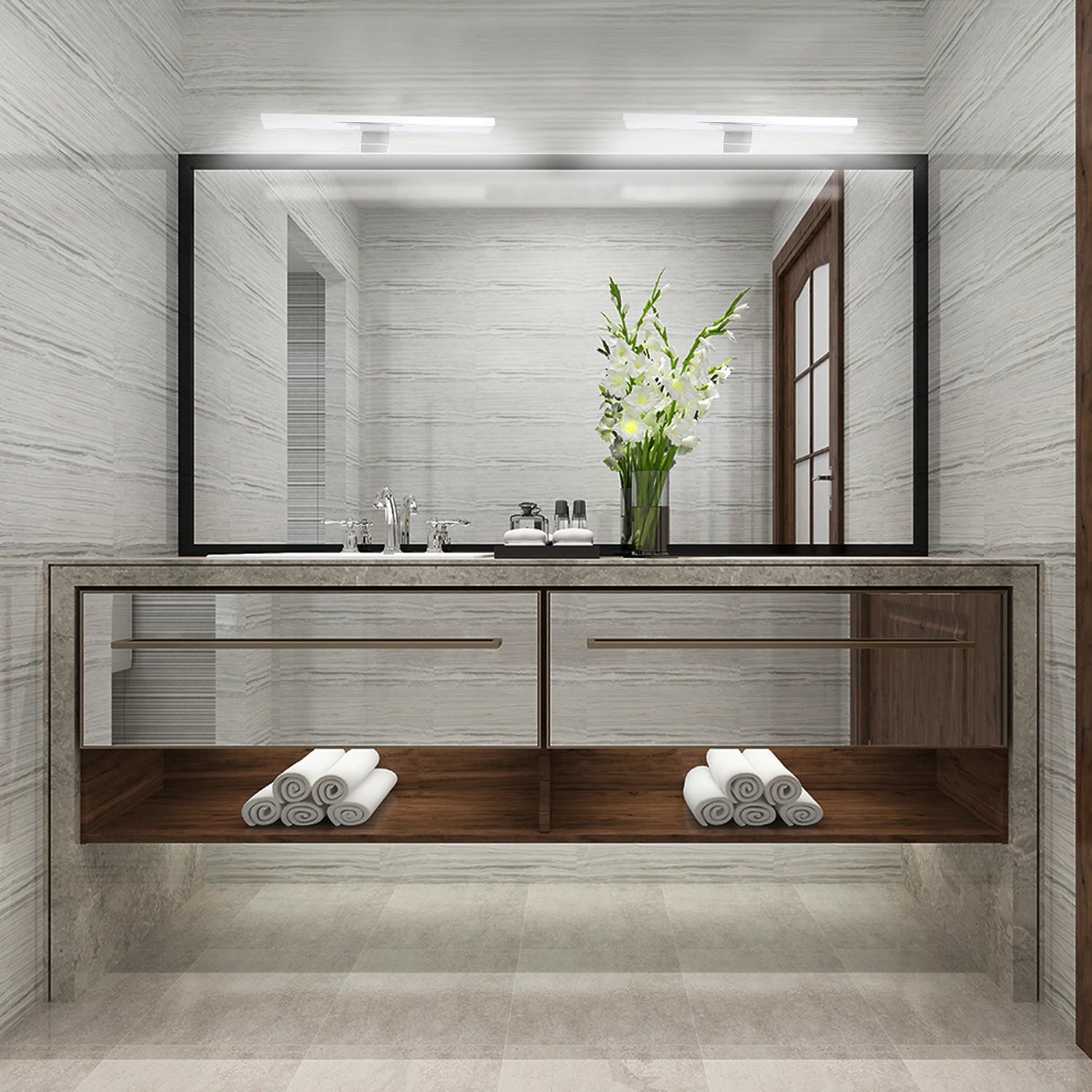 Lumière de miroir avant LED pour salle de bain IP44, éclairage d'armoire murale 6W, lumière blanche pour miroir de salle de bain, 30cm - 7