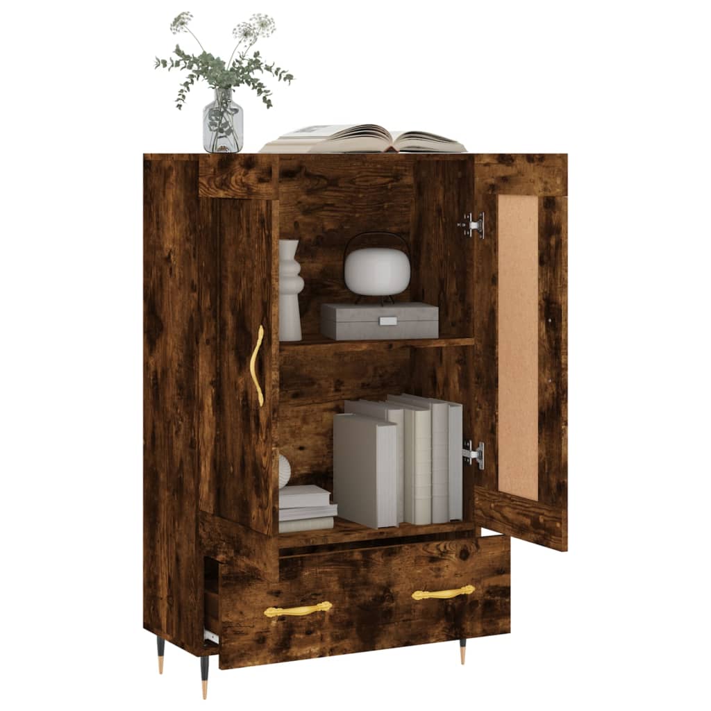Credenza alta in rovere affumicato 69,5x31x115 cm in multistrato - 4