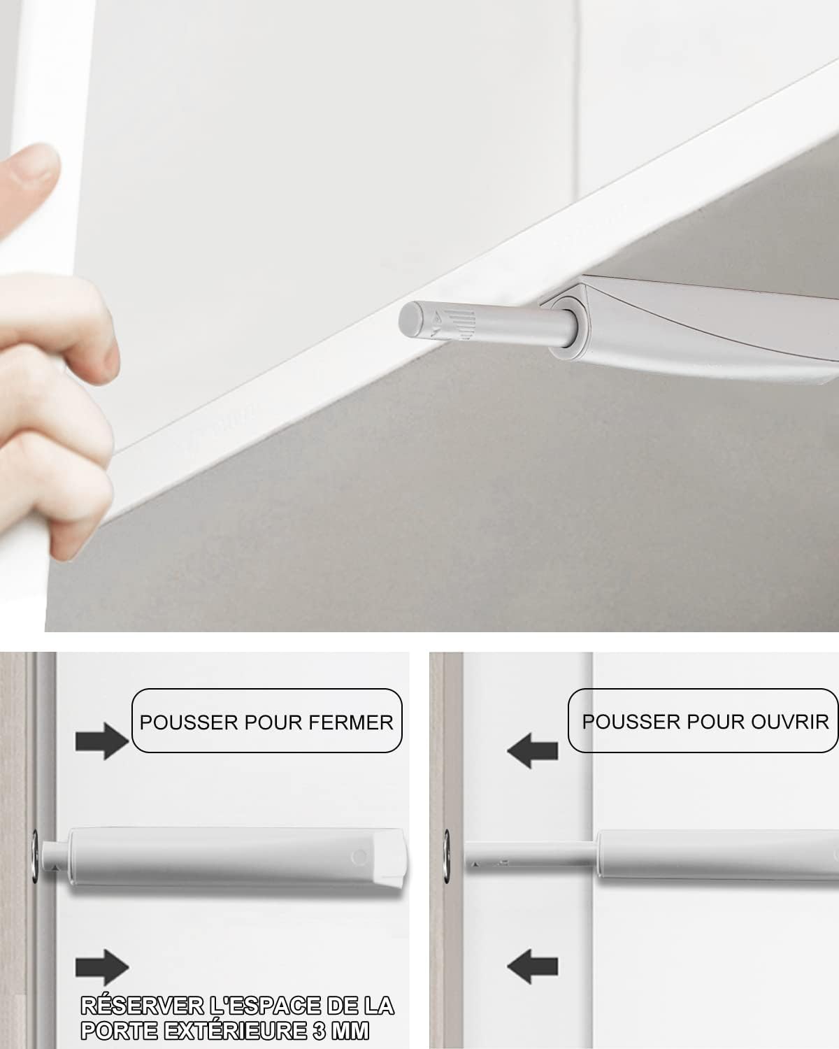 Push to Open Amortisseur Porte Placard 2 Pièces Loquet Magnetique Push Open Poussoir Placard Fermeture Magnétiques pour Armoire Systeme Push - 4