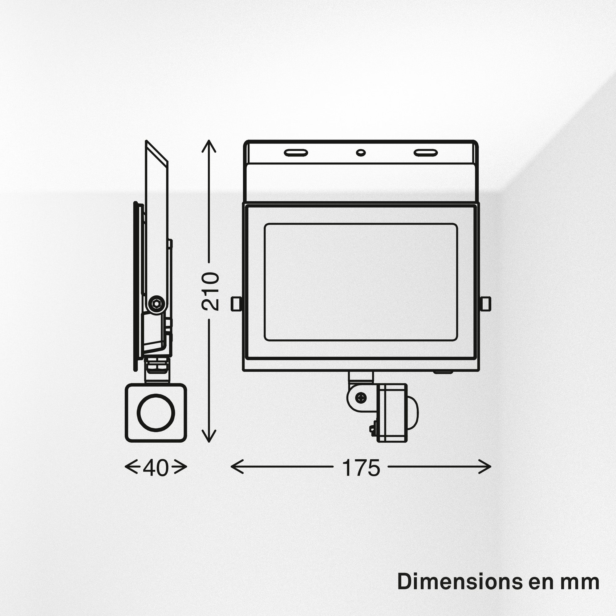Projecteur LED - IP65 - Noir - 50W - 4500lm - 4000K - Détecteur de mouvement & capteur crépusculaire - 175×40×210mm - Briloner - 9