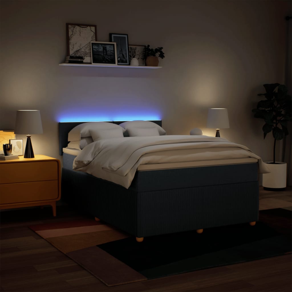 Maison Exclusive - Sommier à lattes de lit avec matelas Bleu 140x200 cm Tissu - 5