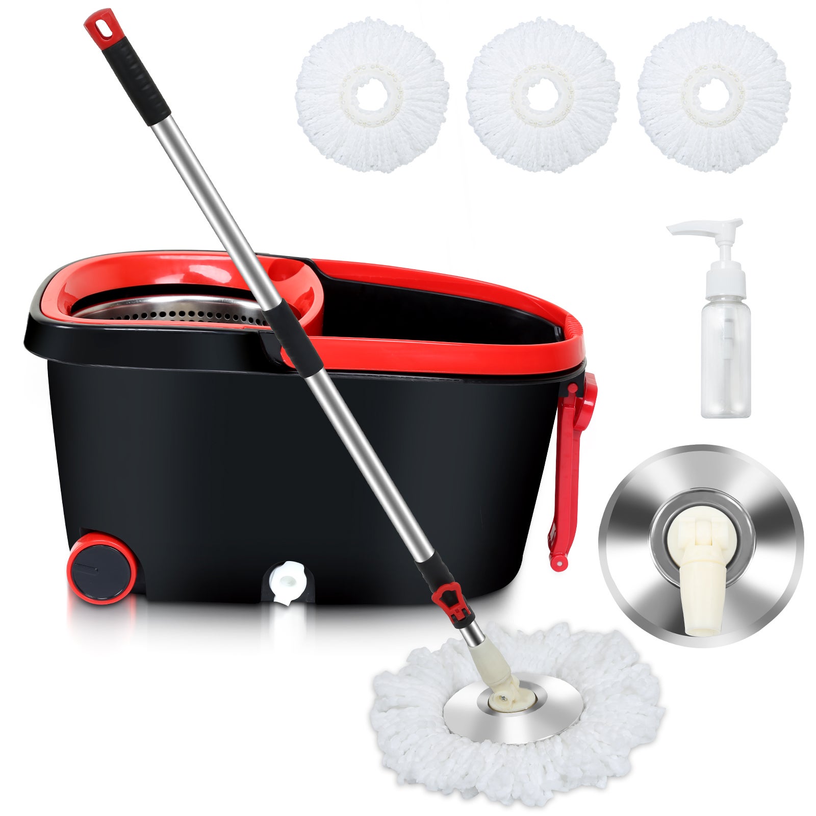 Lazy Flat Set Mop Piatto Con Secchiello E 8 Panni In Microfibra Lavabili – Per Pavimenti In Legno E Superfici Delicate