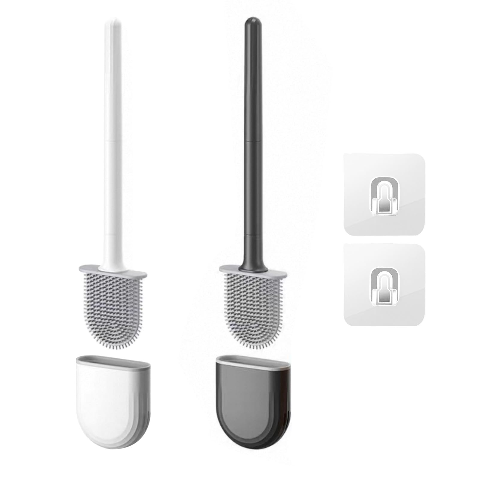 2 Pcs Brosse WC Silicone, Balai Brosse Suspendu Plate, Brosse Toilette ...