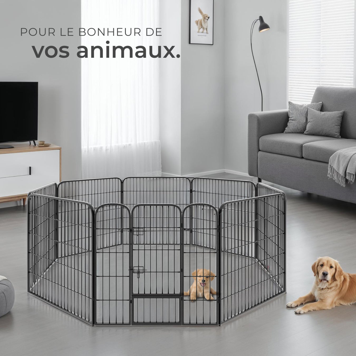 TECTAKE Parque para cachorros 8 peças, dobrável - 8