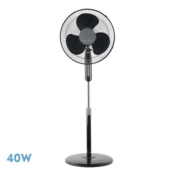 Ventilateur sur pied réglable fixe et oscillant << Etesio >> (moteur AC 40 W, 3 vitesses), noir