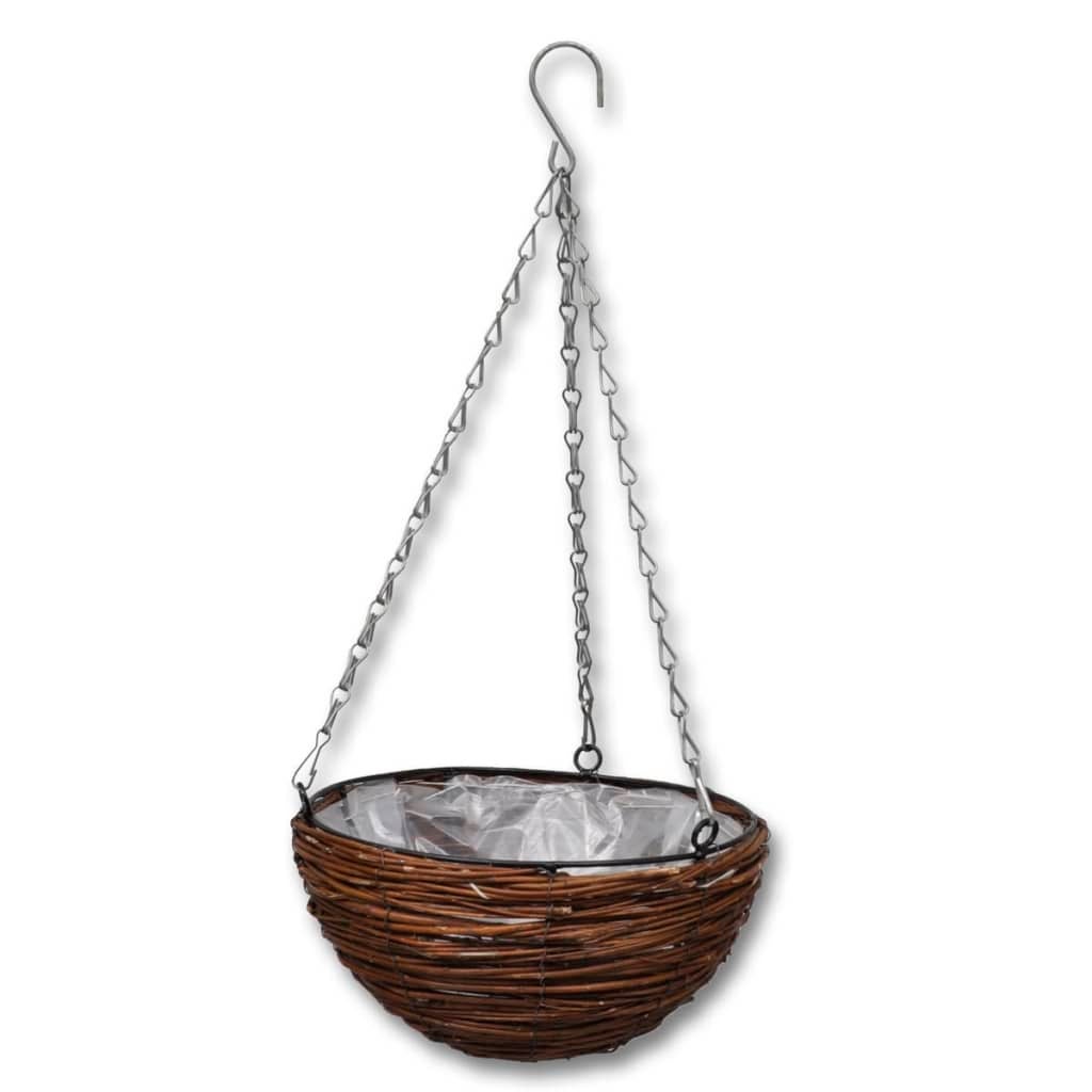Macetero Colgante Vintage De Ratán Sintético - Soporte Para Plantas Con Patas De Madera, Ideal Para Interiores Y Jardín - Fácil De Instalar