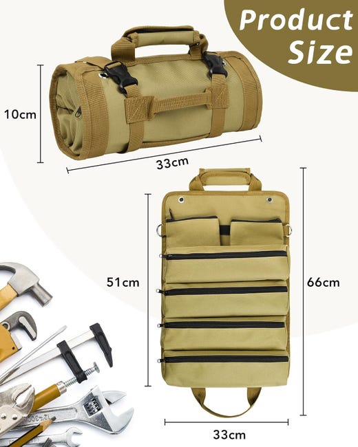 Borsa Attrezzi Arrotolabile - Con Tasche, Regalo Per Uomini, Verde - Foto 13