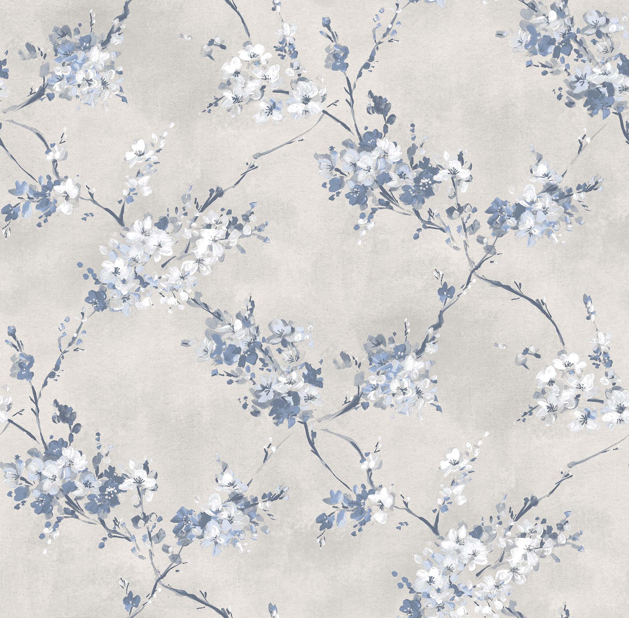 Tapeta kwiaty szaro-niebieskim - 53 cm x 10 m - SANDERS &amp; SANDERS