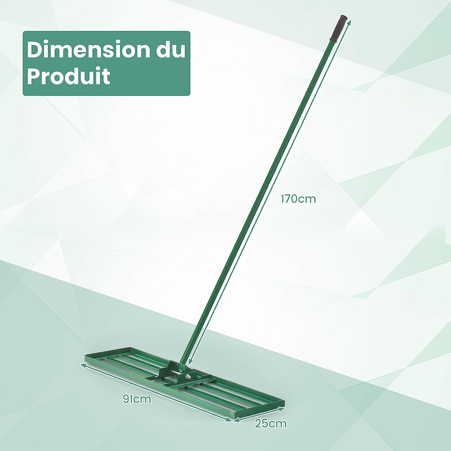 Râteau de Nivellement de Pelouse, Outil de Niveau pour Pelouse de 91 cm x 25 cm avec Poignée Ergonomique pour le Sol, Vert - 5