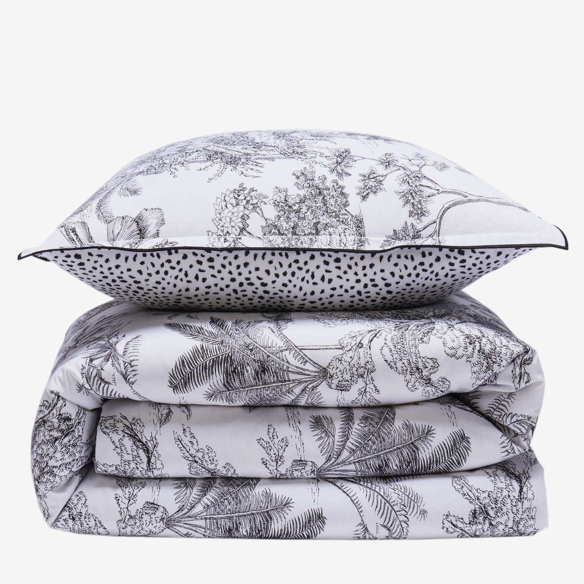 Parure de lit 2 personnes en coton 57 fils imprimé blanc 240x220cm - 3