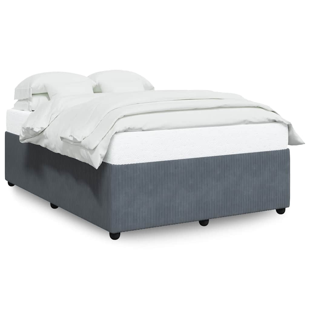 Cadre de lit sans matelas, velours, gris foncé, pour la chambre, 140 × 200 cm - 2