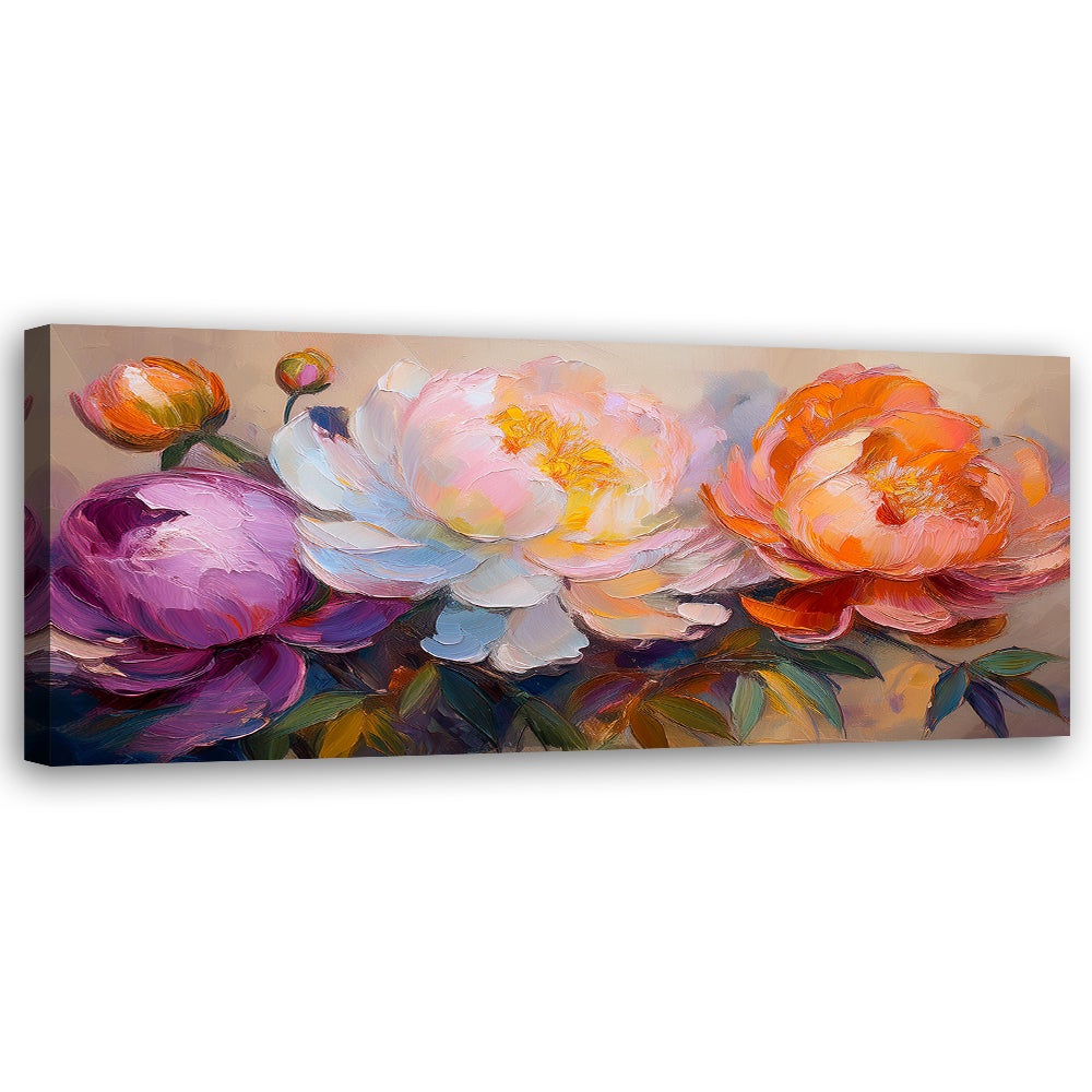 Obraz na płótnie, Piwonie Kwiaty Rośliny Kolorowe 120x40