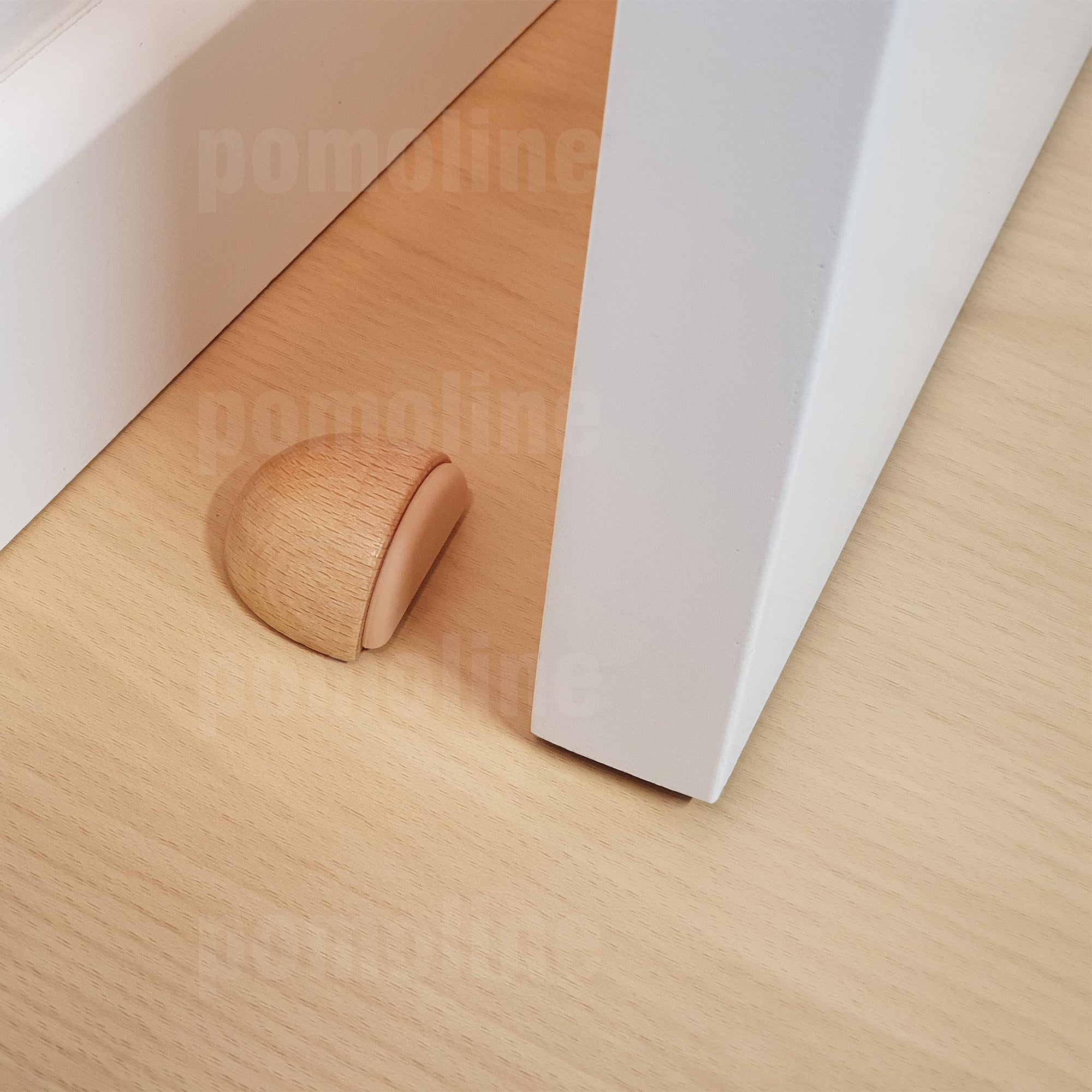 10 Un. Butée de porte adhésive en bois de hêtre naturel 47x38MM - 2