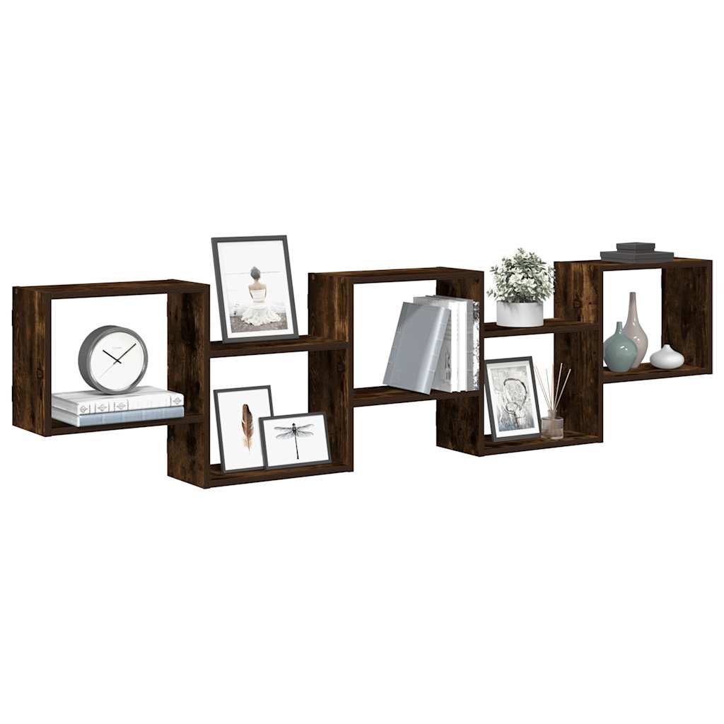 Maison exclusive - estante cubo de pared 5 compartimentos madera roble ahumado