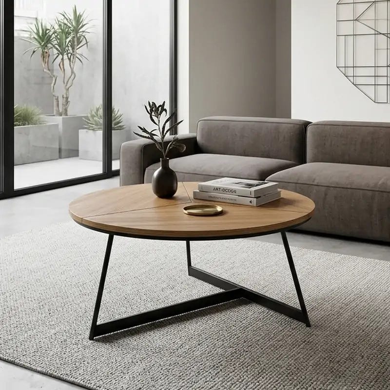 KIMENICH Table Basse Ronde, Table Basse Relevable, Tables de Salon avec Compartiment Caché et Panier en Tissu, Tables Basses avec Plateau Relevable KIMENICH Table Basse Ronde, Table Basse Relevable, Tables de Salon avec Compartiment Caché et Panier en Tissu, Tables Basses avec Plateau Relevable