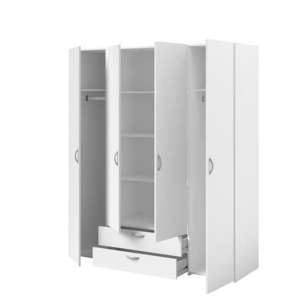 Armoire 4 portes 2 tiroirs Pauline--Blanc - 5
