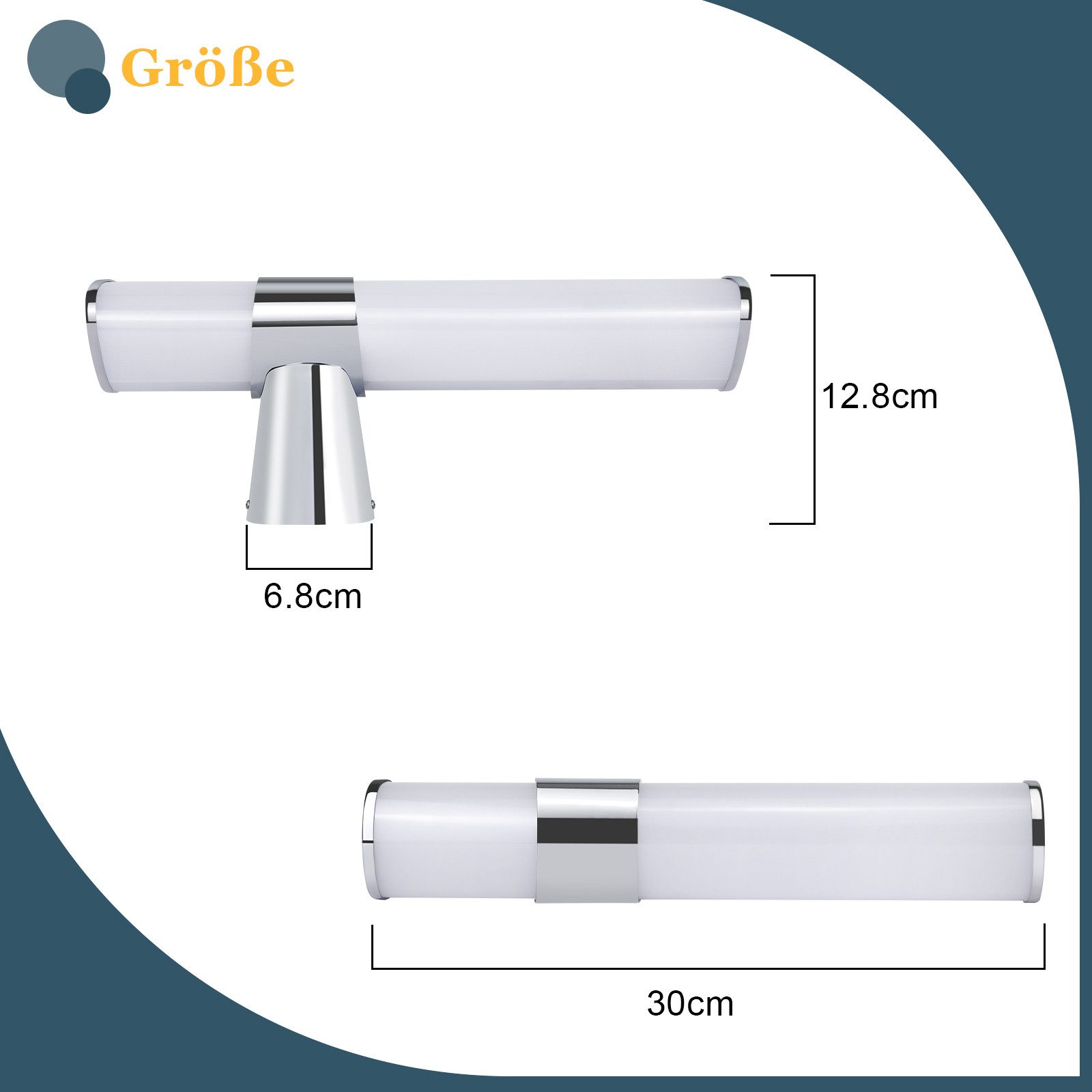 NETTLIFE Iluminação de Parede para Espelho LED Casa de Banho Cromado 6W 30cm IP44 4000K - 6