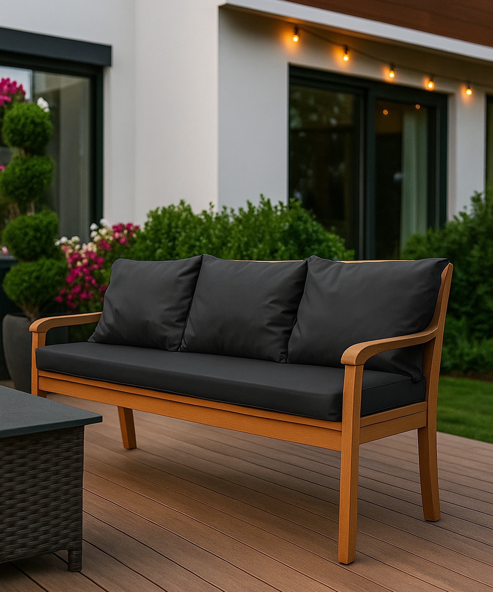 Coussin pour banc 160x50x50cm, Coussins pour balancelle de jardin Anthracite, couvertures amovibles, Coussin extérieur/intérieur - 4