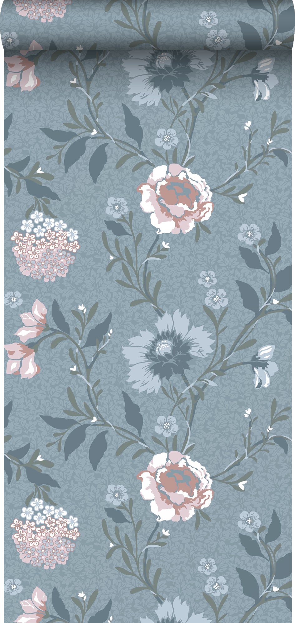 Tapeta kwiaty szaro-niebieskim - 53 cm x 10.05 m - DURO