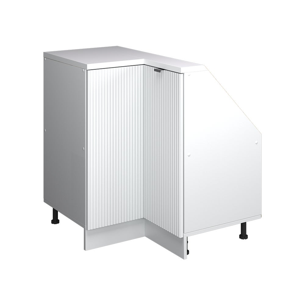Vicco Narożna szafka kuchenna na dach skośny R-Line, Białe pofałdowanie, 75.6 cm z 1 drzwiami