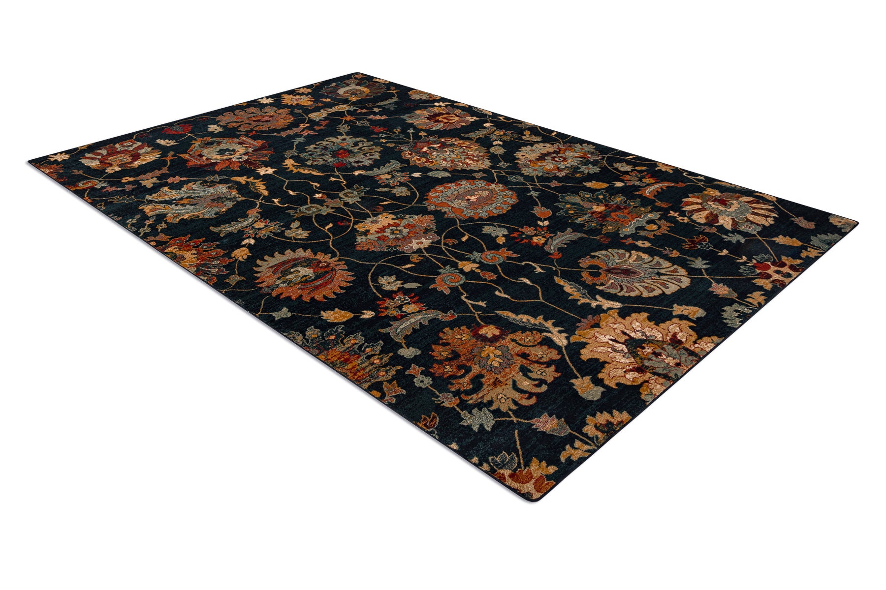 Dywan wełniany OMEGA LATICA Kwiaty navy granat 135x200 cm - 3