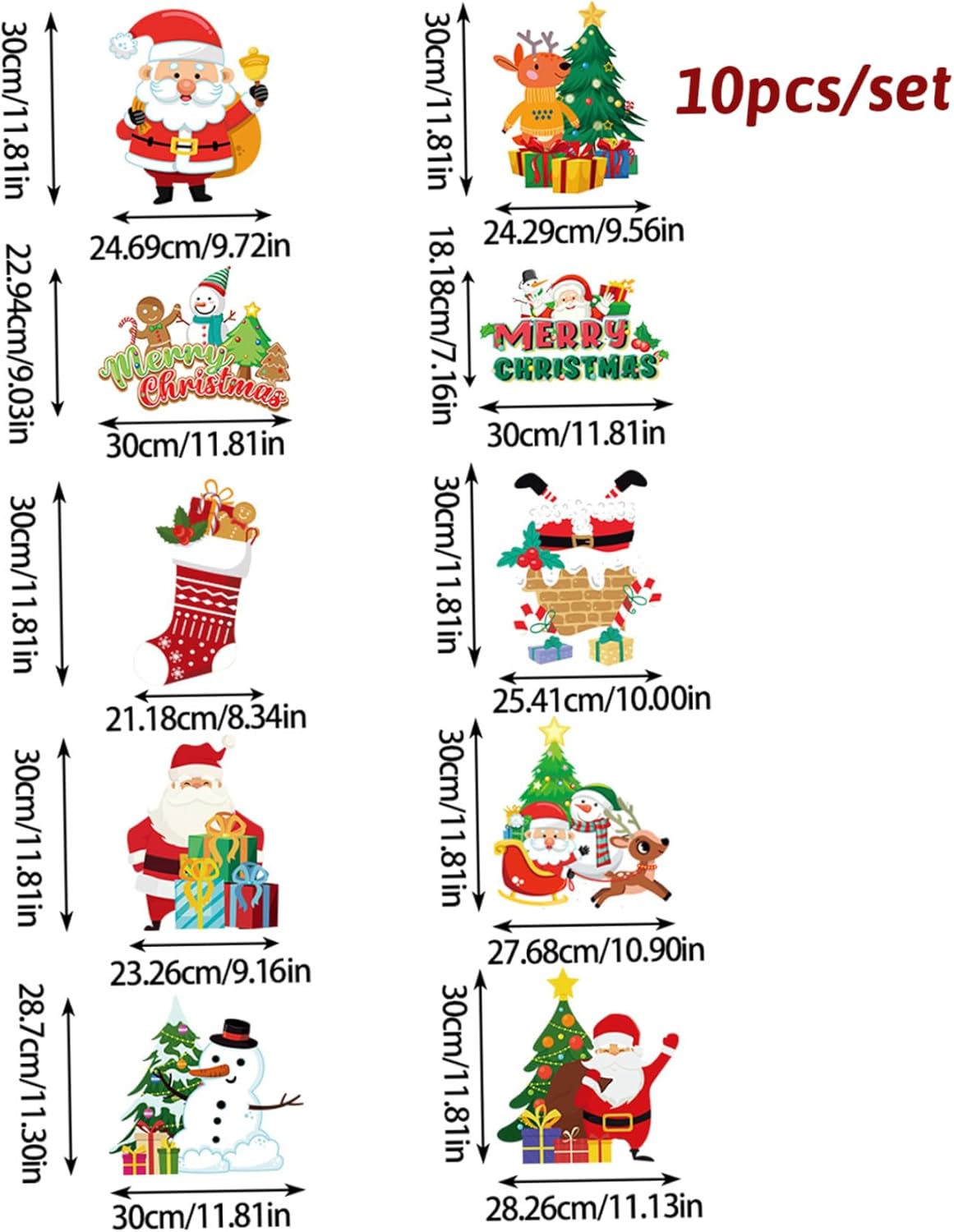 conjunto (estilo 2) Faixa de Feliz Natal com 10 cartões para pendurar na porta, decorações de varanda de Natal com Papai Noel e imagens de neve - 2