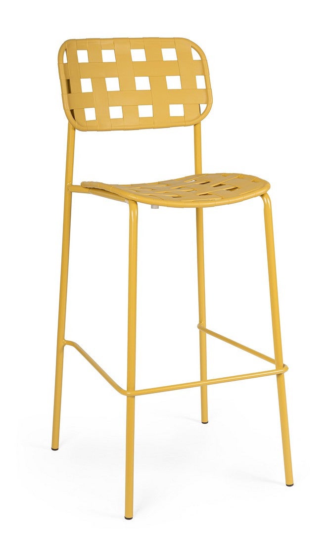 Zestaw 6 krzeseł ogrodowych ze stali i polipropylenu, odpornych na promienie ultrafioletowe, w kolorze żółtym