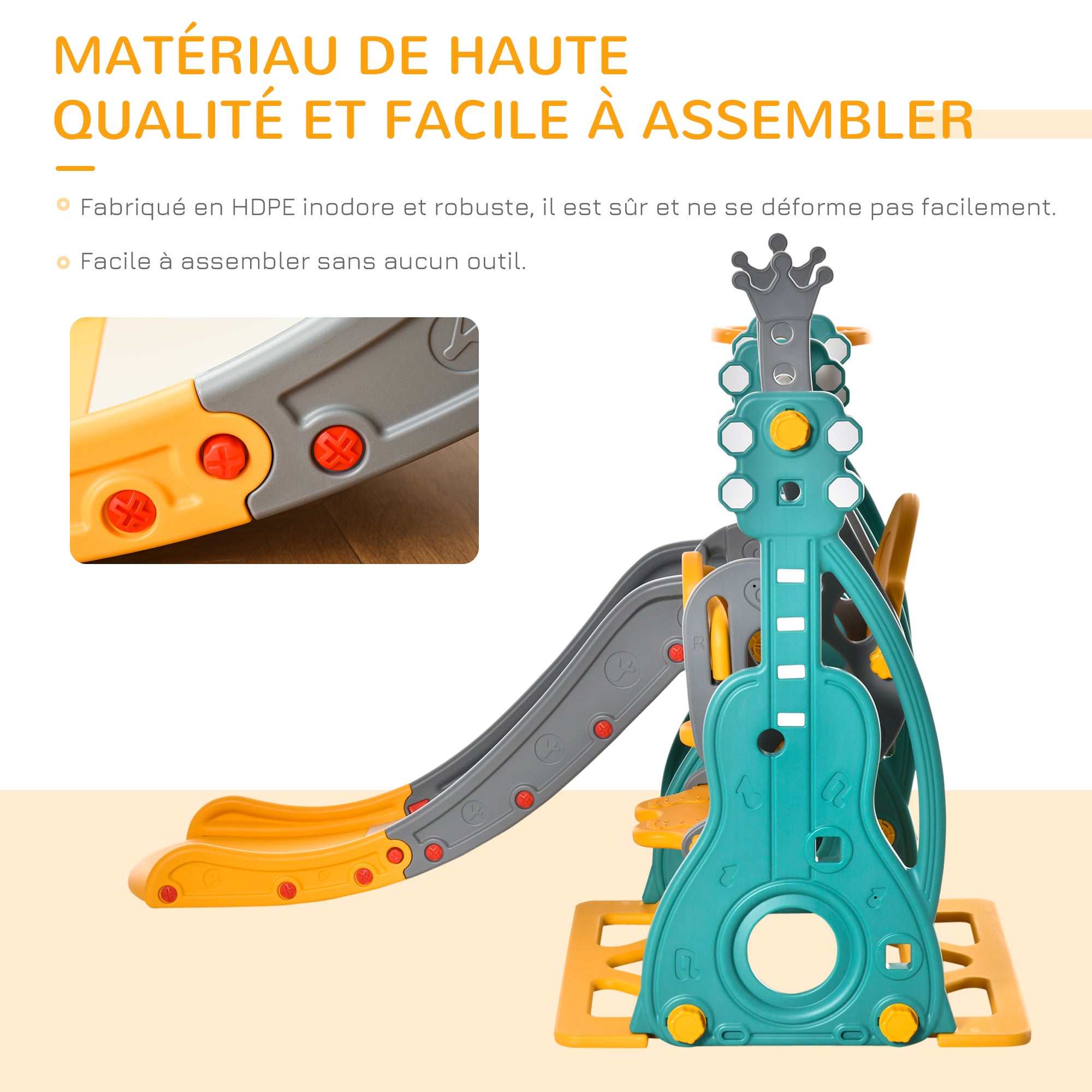 Toboggan et balançoire pour enfants HDPE HOMCOM - 6