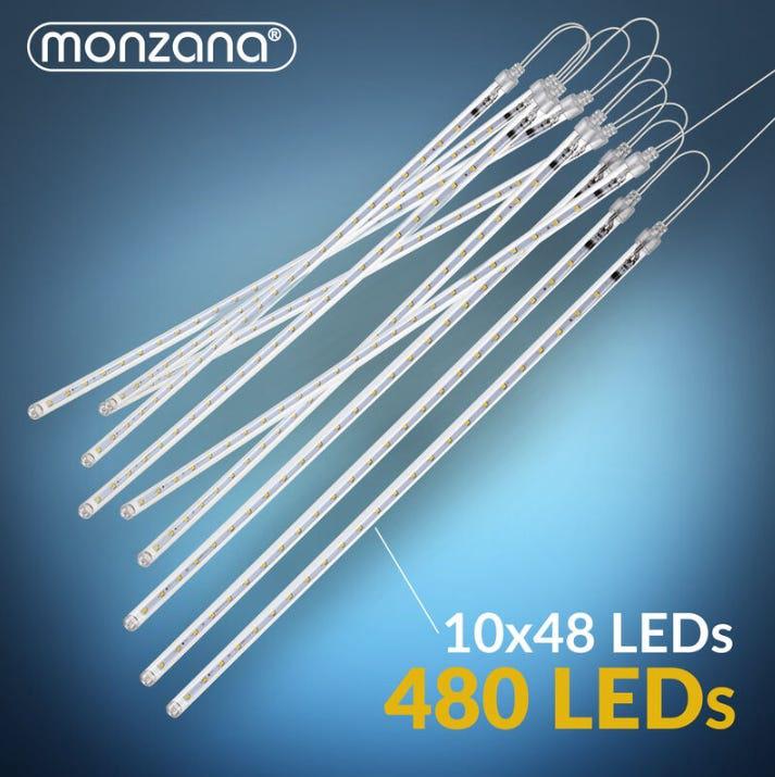 Guirlande lumineuse LED 8,6 m 480 LED effet pluie de météores gouttes diamants stalactites IP 44 intérieur extérieur Noël - modèle au choix - Bleu - 2