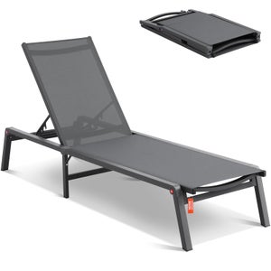 Chaise Longue Réglable Et Pliable De Luxe - Jardin, Patio, Plage - Acier, 120kg Max - 2024 - Neuf