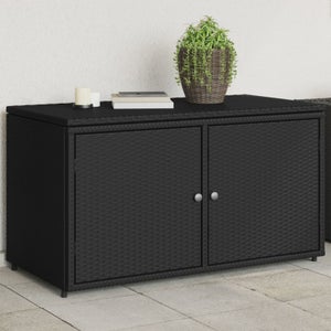 VidaXL Armadietto Da Giardino In Polyrattan Nero 83x45x76 Cm - Con Ante E Ripiano | Per Cuscini E Attrezzi - Foto 8