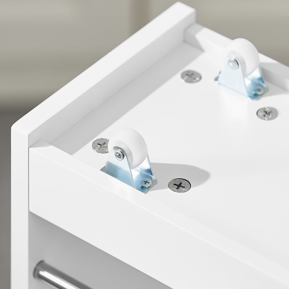 SoBuy Étagère de Niche à roulettes en Bois Chariot Placard Alcôve Chariot de Service - 4 Étages Marron-Blanc, NSR01-W - 7