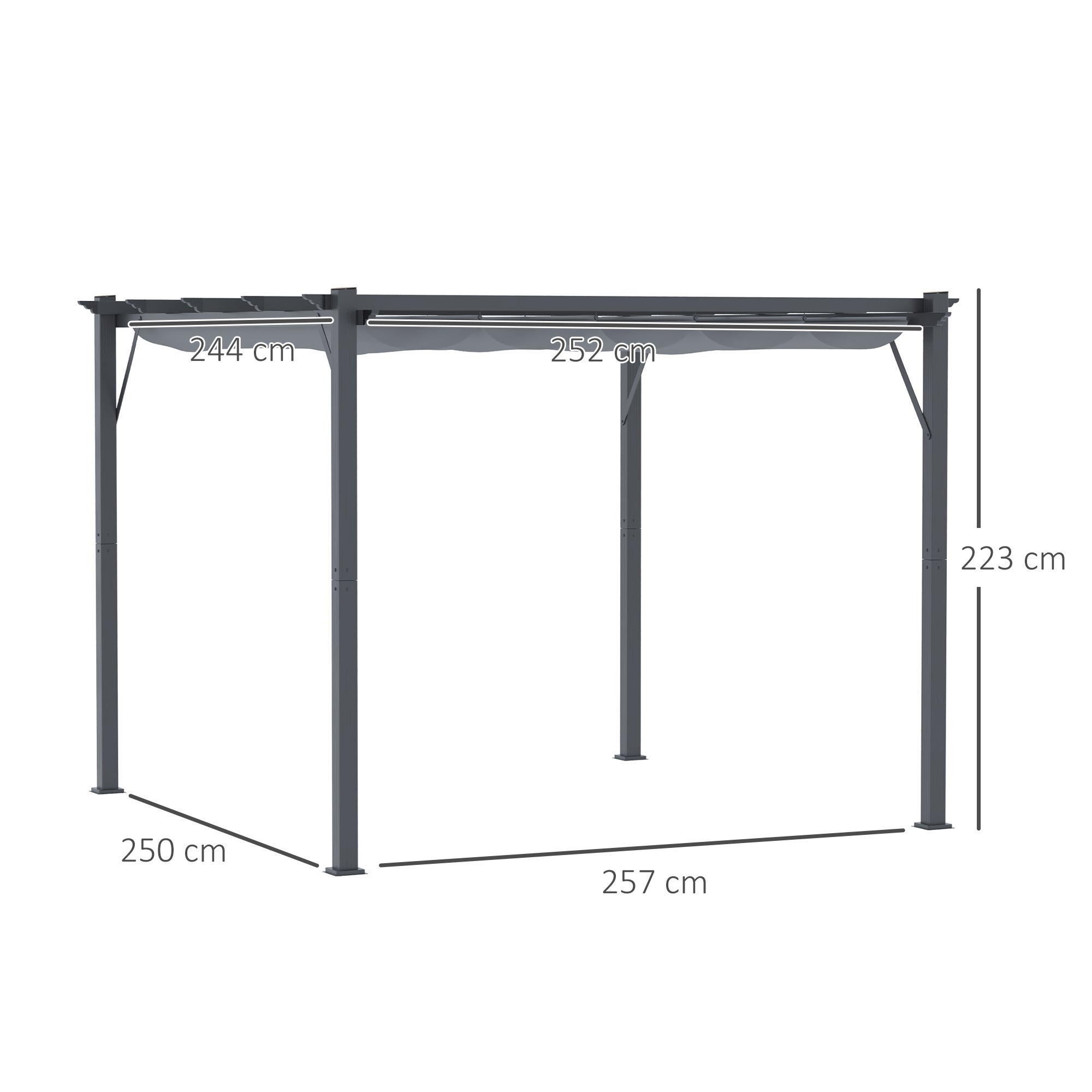 Toit de patio du kiosque Pergola avec toit ouvrant Jardin Alu gris charbon + gris foncé 3x3x2,23 m - 5