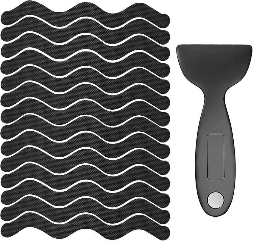 Naklejki antypoślizgowe do wanien łazienkowych - Opakowanie 36 wysokiej jakości naklejek bezpieczeństwa do wanny ze skrobakiem