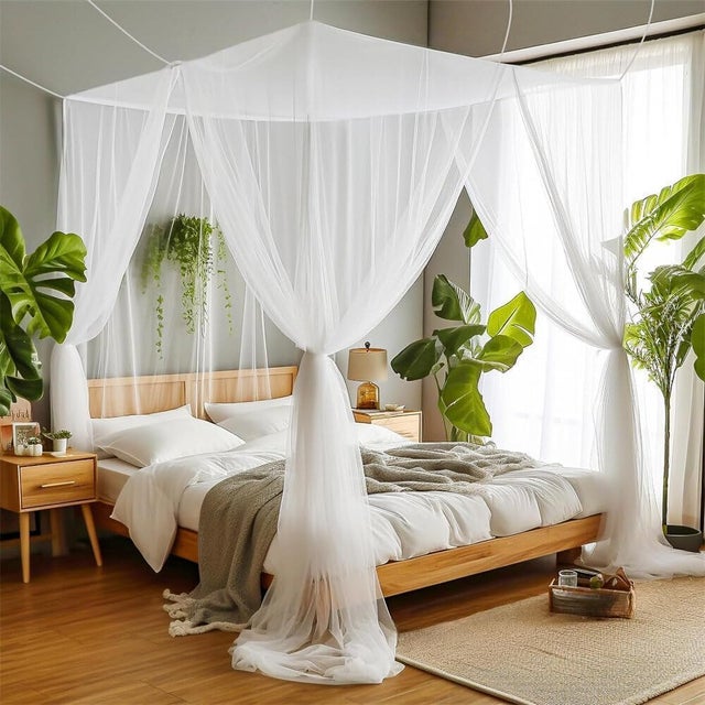 Moustiquaire de Lit Double Grand Moustiquaire Carré Lits Simples pour Anti-Insectes Universelle Voilage Baldaquin IntéRieur 210 * 190 * 240cm.