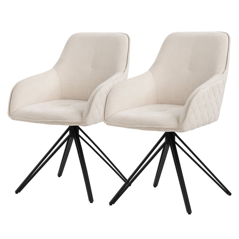 2 obrotowe krzesła do jadalni fotel obrotowy 360 stopni do salonu kremowy