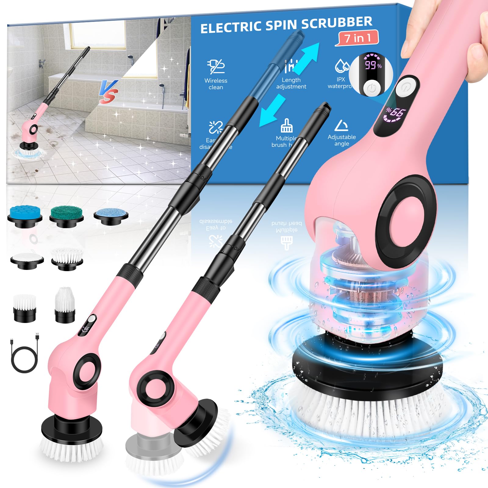 Spazzola Elettrica Verdantree - 7 Testine, Manico Regolabile, Per Pulizie - Foto 8