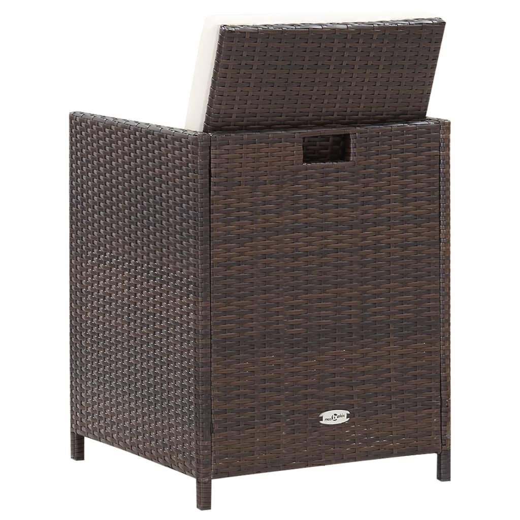 Maison Exclusive - Set Sedie da Giardino e Poggiapiedi 4 pz in Polyrattan Marrone - 5