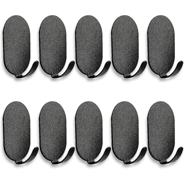 Hak ścienny, wieszak na ręczniki, samoprzylepny hak, czarny 10 haczyków, samoprzylepny wieszak na ręczniki, uchwyt na ręczniki bez wiercenia, stal ni