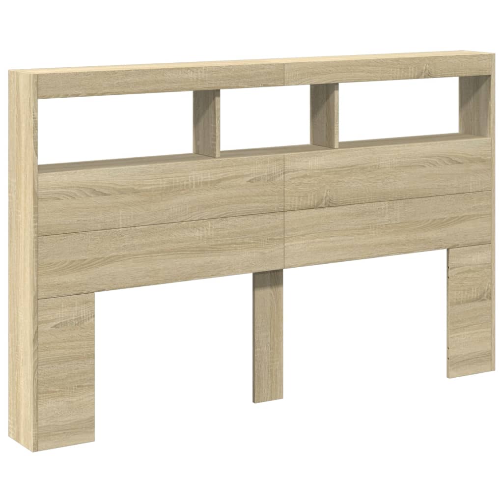 Armoire tête de lit | Tête de lit pour lit adult | Décoration murale avec LED chêne sonoma 160x17x102 cm CFW51201 - 3