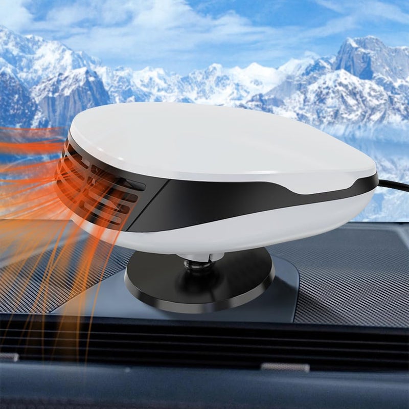Przenośny grzejnik samochodowy 12 V, 120 W z 2 w 1 funkcją chłodzenia i grzania, do szyb samochodowych, z obrotową podstawą 360°