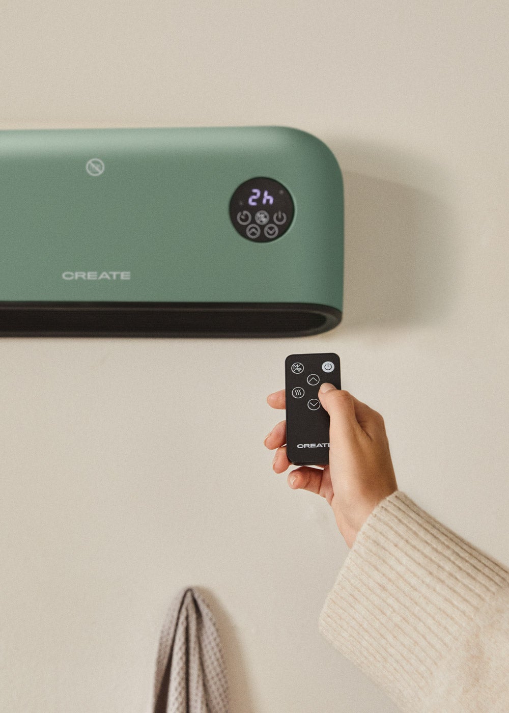 CREATE - WARM WALL PRO - Chauffage mural ou au sol céramique avec WiFi - Vert sauge - 4