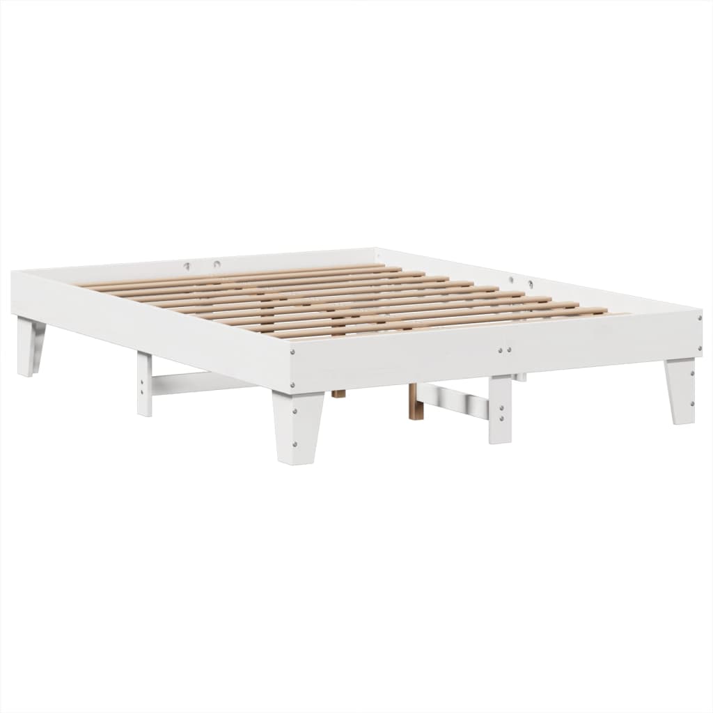Cadre de lit sans matelas blanc 160 x 200 cm bois de pin massif - 5