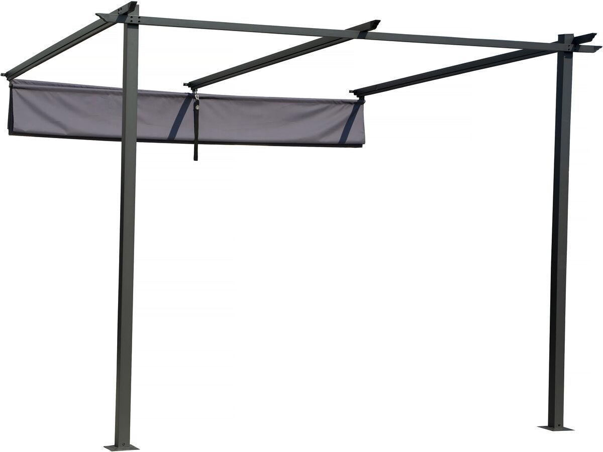 Pérgola adosada con techo retráctil - 3 x 3 m - gris antracita - 5