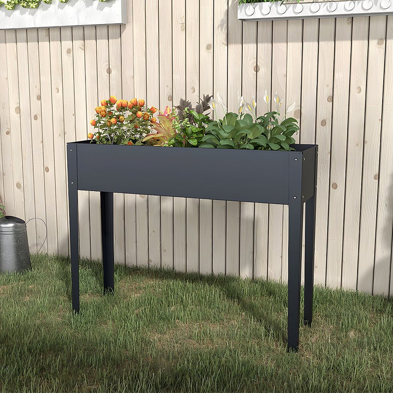 Stojąca doniczka YGOS ze stali w kolorze szarym – 100 × 30 × 80 cm (dł. × szer. × wys.)