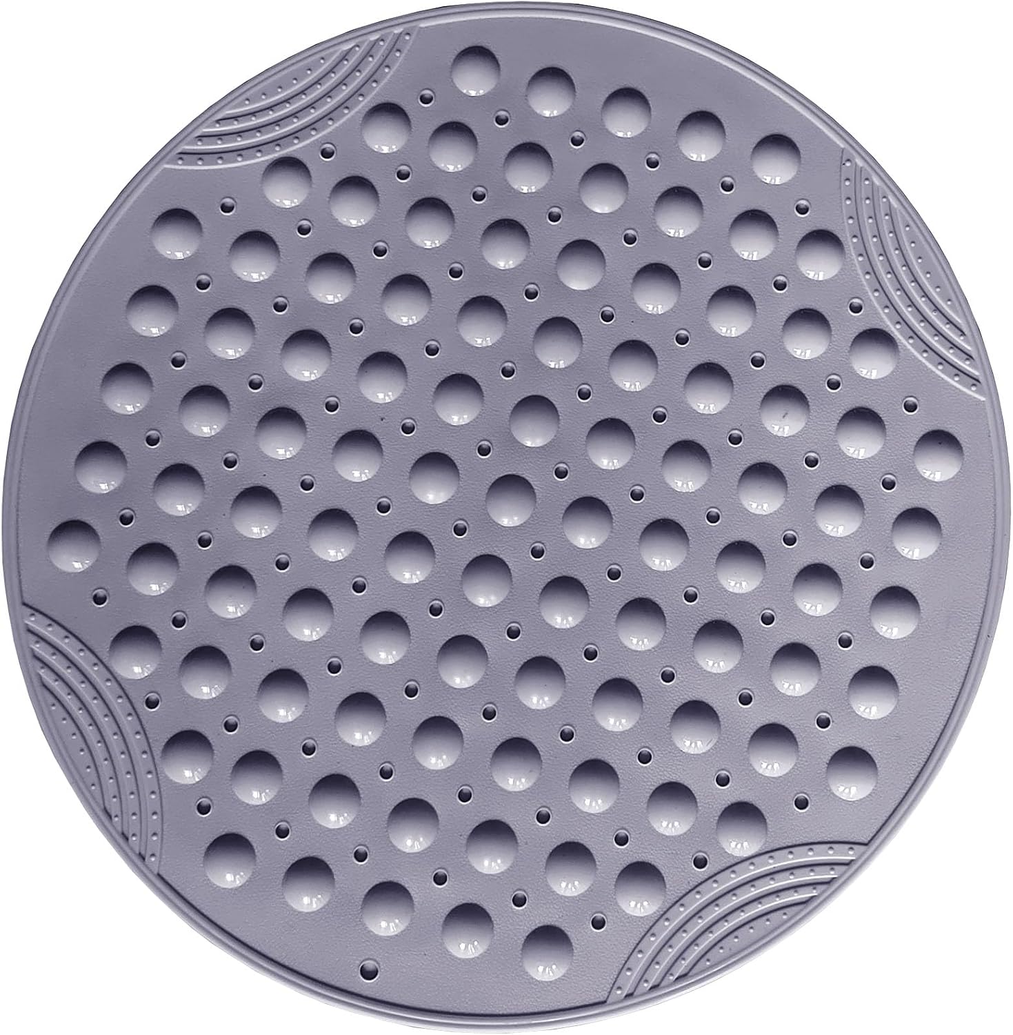 Okrągła antypoślizgowa mata łazienkowa z przyssawkami, nadająca się do prania w pralce, 55 x 55 cm, ciemnoszara