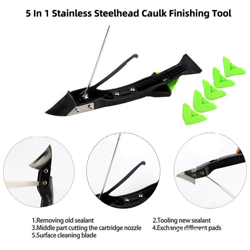 Juego de 13 herramientas para calafatear, 5 en 1, de silicona, para eliminar lechada, sellador y raspador de residuos adhesivos, color verde. - 2